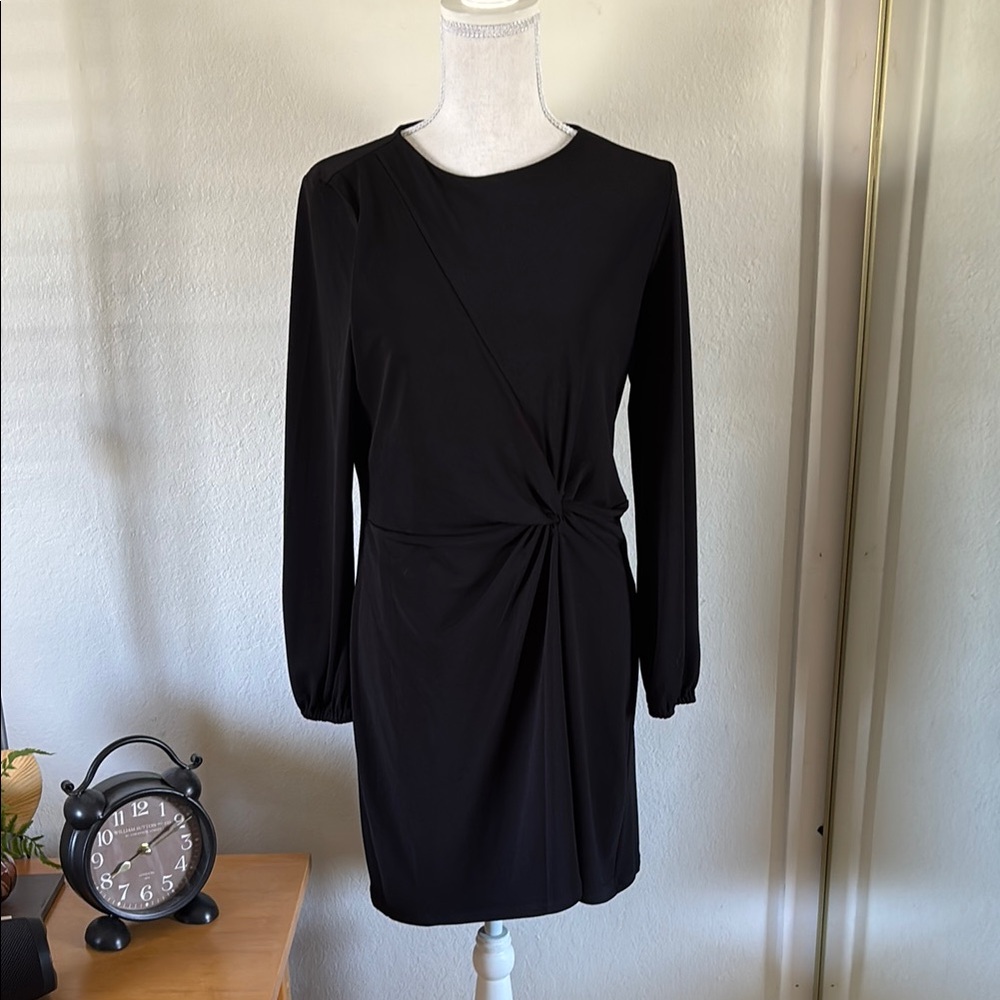 Express Faux Wrap Long Sleeve Dress